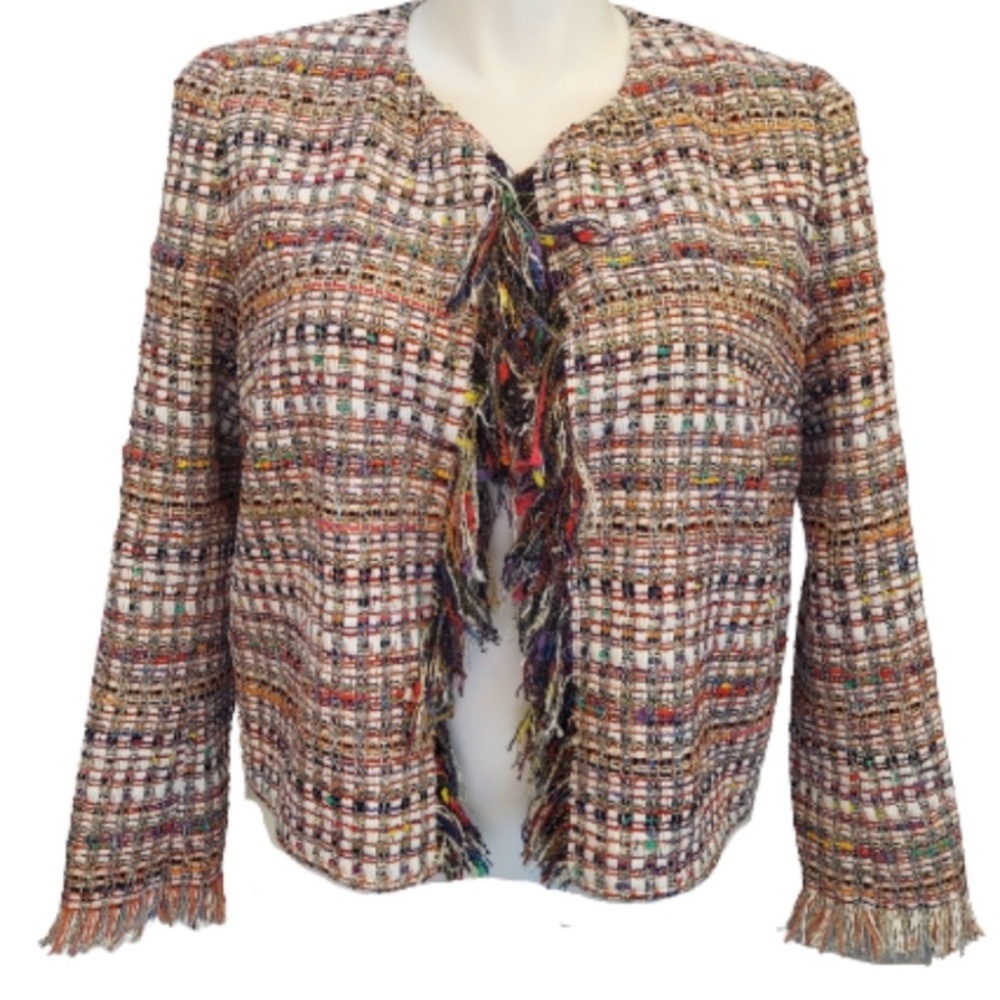 Carlisle New York Multicolor Tweed Jacket with Fringe